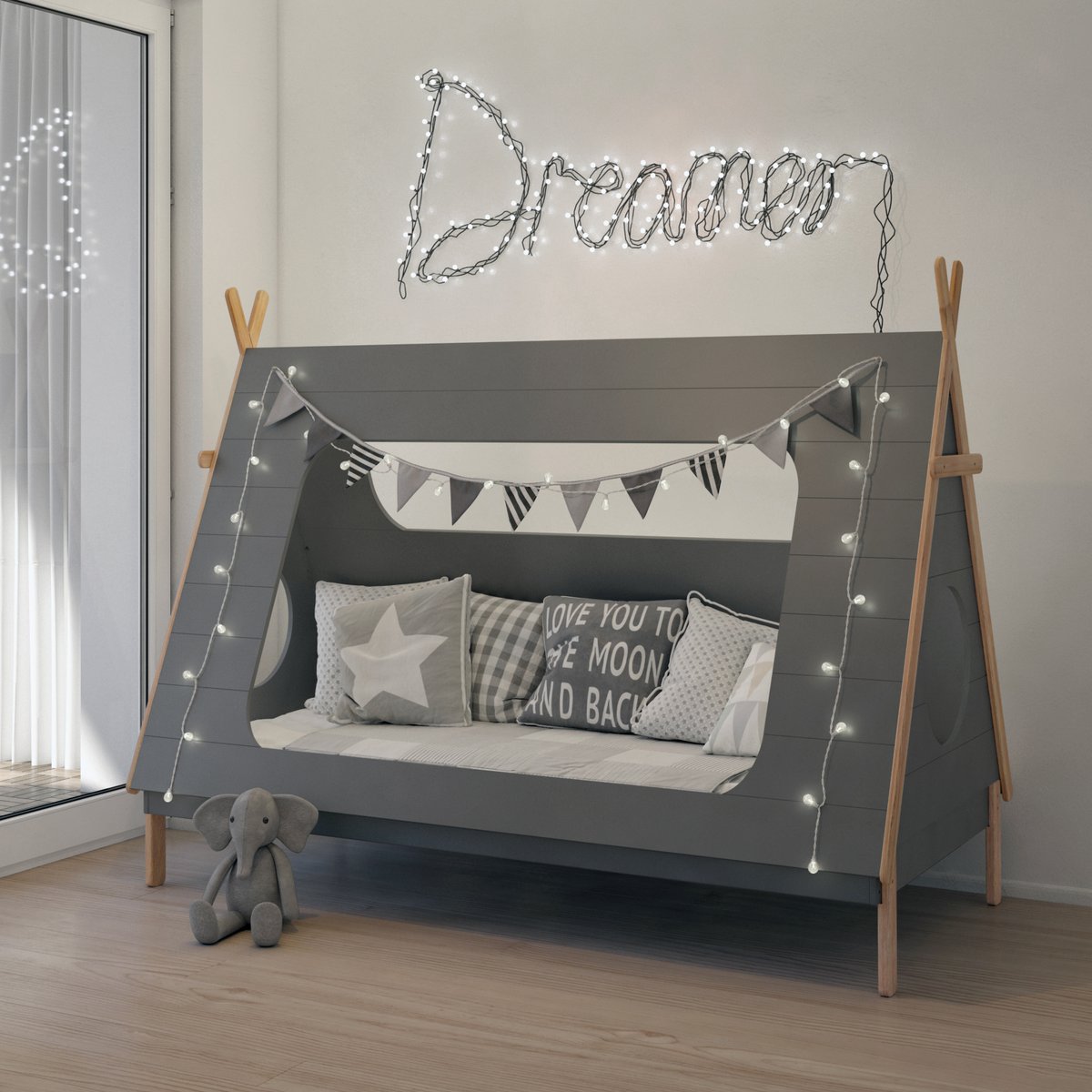 Lit bébé tipi dans une chambre enfant moderne