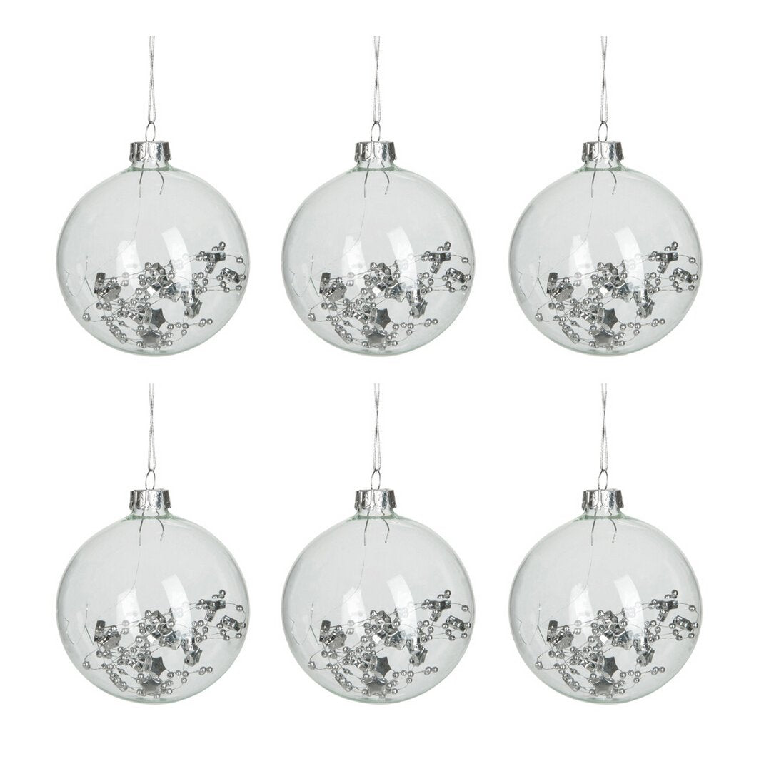 Boule de Noël J-Line en verre transparent, ensemble de six