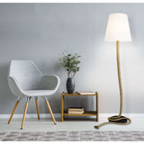 Lampe debout "corde" en métal, en plastique, en jute et en textile dans la nature, avec version E27, éclairage pour le salon, la salle à manger ou le bureau, 165 cm de haut