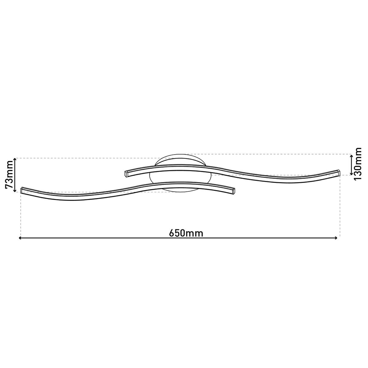 Détail du plafonnier Onda, éclairage LED intégré