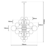 PENDANT LAMP "SPHERE" Ø 75 cm, AU S et verre avec différentes structures, éclairage pour le salon, la salle à manger ou le bureau.