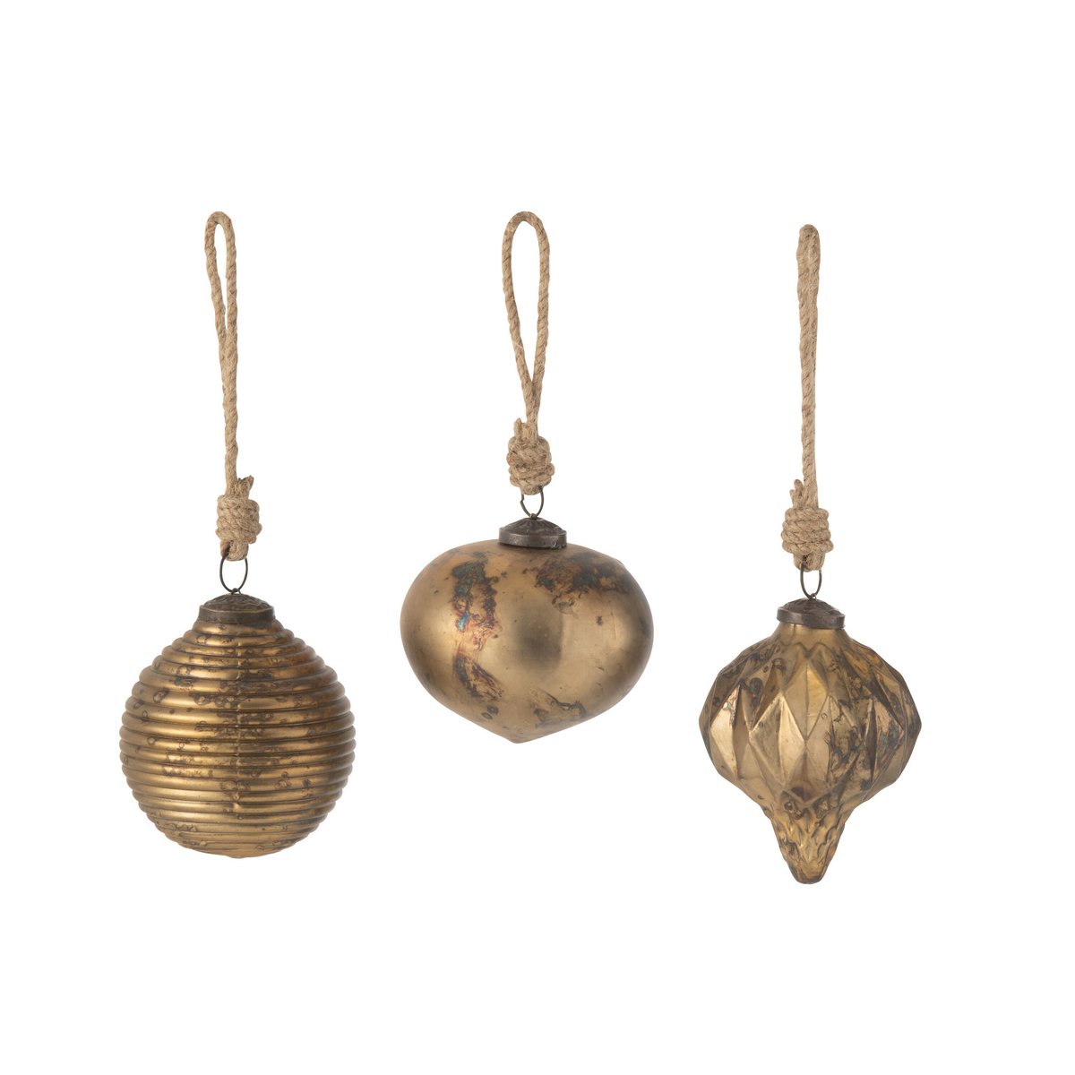 Boule de Noël J-Line en verre oxydé doré antique, vue détaillée