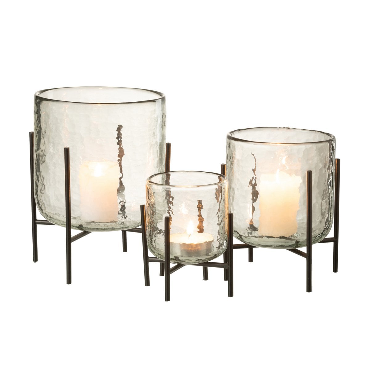 Lanterne J-Line Windlicht Standing sur une table en bois avec bougie