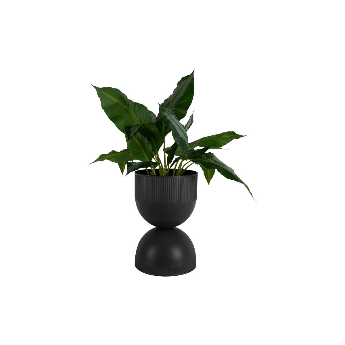 Pot de fleurs Tonar moyen en métal noir, vue latérale montrant la réversibilité