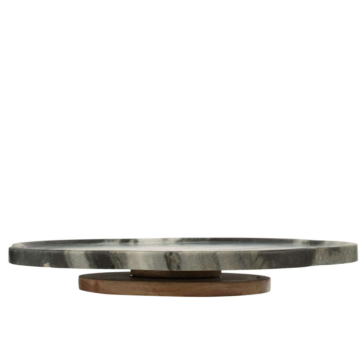Plateau J-Line Rotating Marble en pierre noire et grise, élégant et moderne