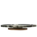 Plateau J-Line Rotating Marble en pierre noire et grise, élégant et moderne