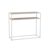 Détails des matériaux bois et métal de la console Zigzag J-Line