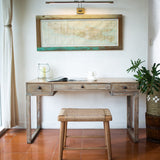 Grand tabouret en bois SUNDA en Trembesi avec une surface d'assise en papier recyclé tissé