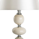 Lampe de table en céramique "Araga" 36 cm de haut, lampe de table en métal, céramique, avec des lames de texte, beige, avec socket E14, éclairage pour salle à manger, salon, couloir ou bureau