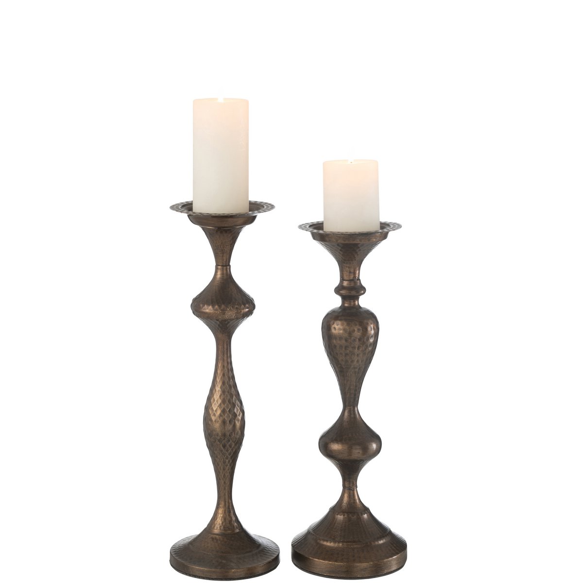 Set de 2 bougeoirs J-Line en métal marron, mise en scène décorative