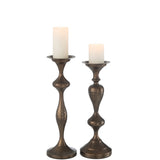 Set de 2 bougeoirs J-Line en métal marron, mise en scène décorative