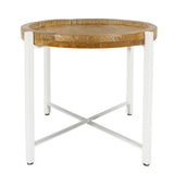 Vue latérale de la table basse Sioux, design industriel élégant