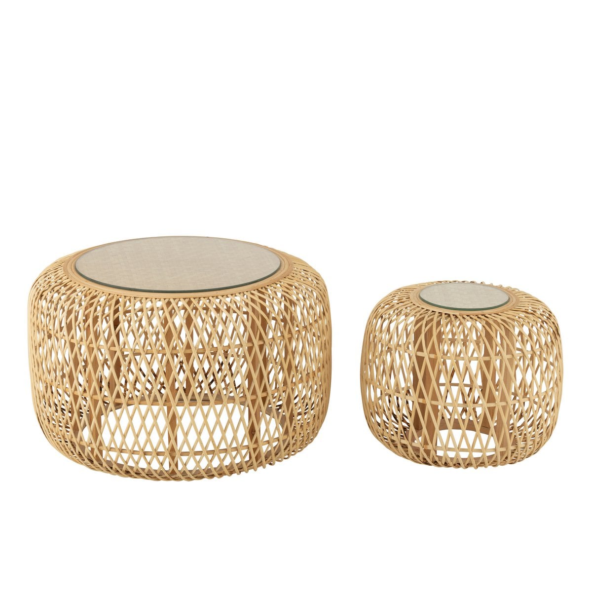 Set de deux tables d'appoint Africa J-Line en bambou et bois de sapin naturel