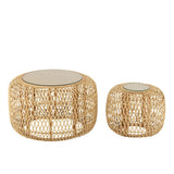 Set de deux tables d'appoint Africa J-Line en bambou et bois de sapin naturel