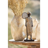 Figurine Indienne Debout J-Line en polyresine beige et marron, vue de face.