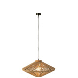 Lampe à suspension Ovni en fer et jute naturel, vue de face