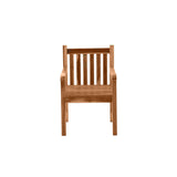 Vue latérale du fauteuil de jardin en teck, montrant sa structure robuste