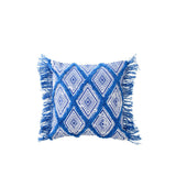 Coussin J-Line motif oriental - coton - bleu/blanc