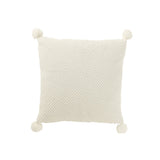 Coussin Doux Blanc Pompons en Polyester - Vue de face