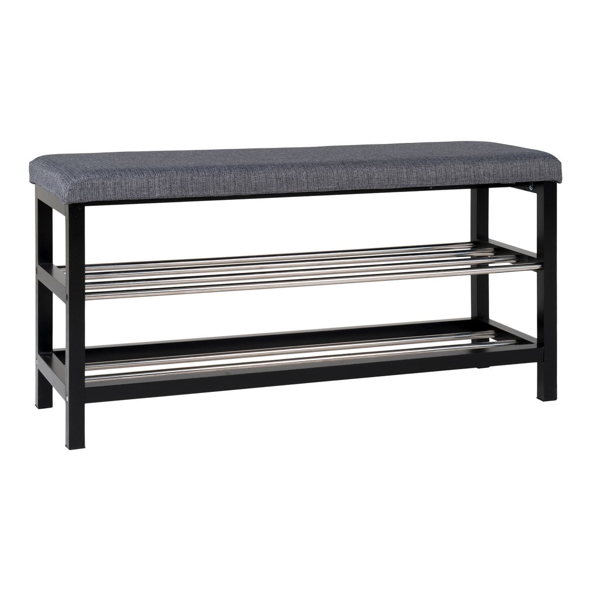 Banc Padova en gris avec coussin en polyester et pieds en bois