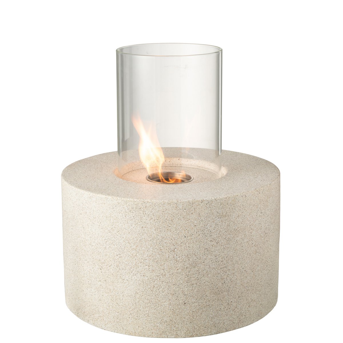 Table Cheminée Bio-Ethanol Ronde J-Line en Mgo Gris vue de face