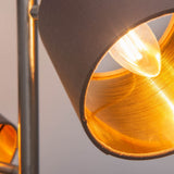 Lampe debout "Maron" en métal-satin-matt avec parasols en tissu en marron, avec une douille E14, pour salle à manger, salon, couloir ou bureau, lampe pour le salon, la salle à manger, le couloir et le bureau, la lampe debout à l'intérieur de 153 cm d