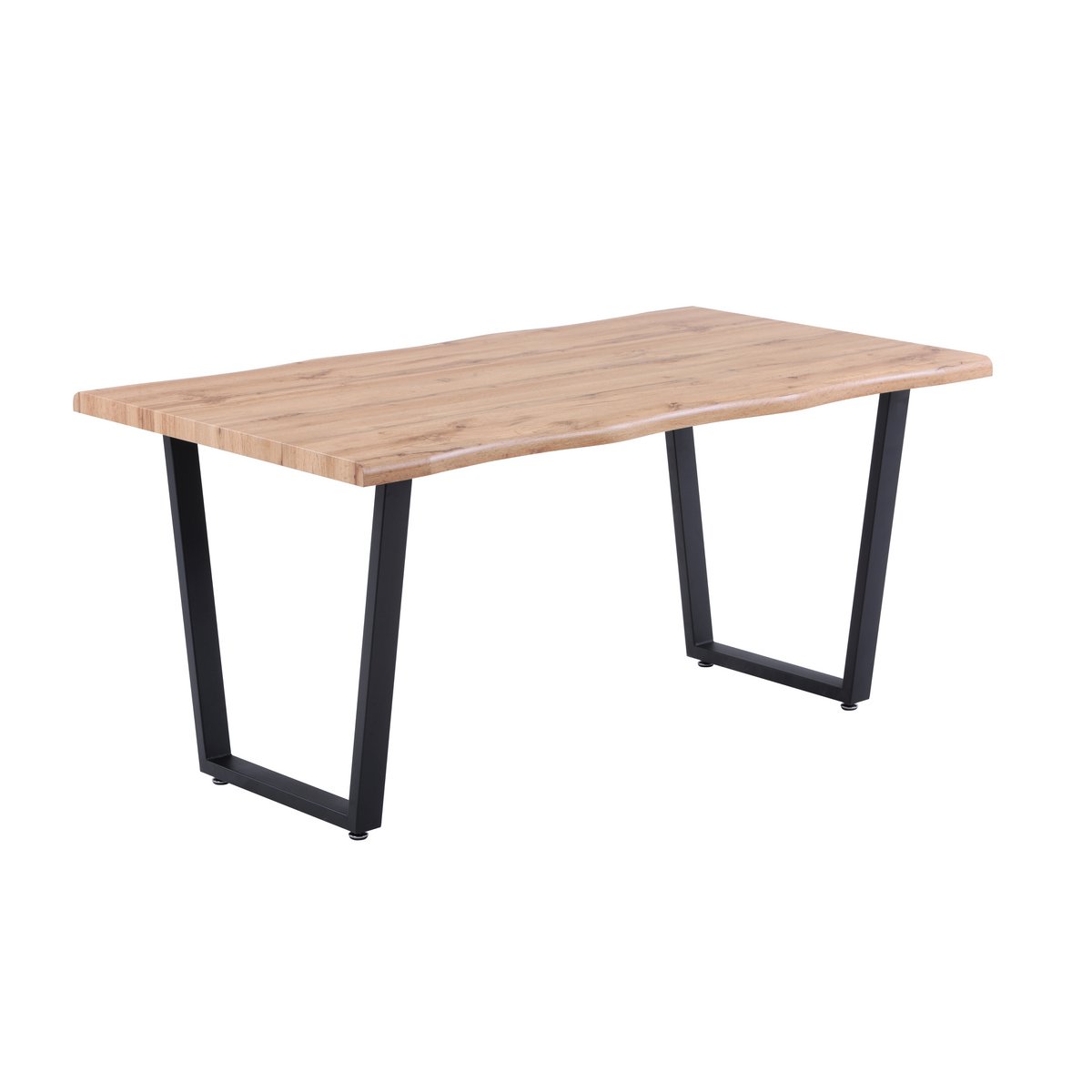 Vue de côté de la table à manger en métal noir, design élégant