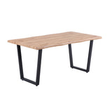 Vue de côté de la table à manger en métal noir, design élégant