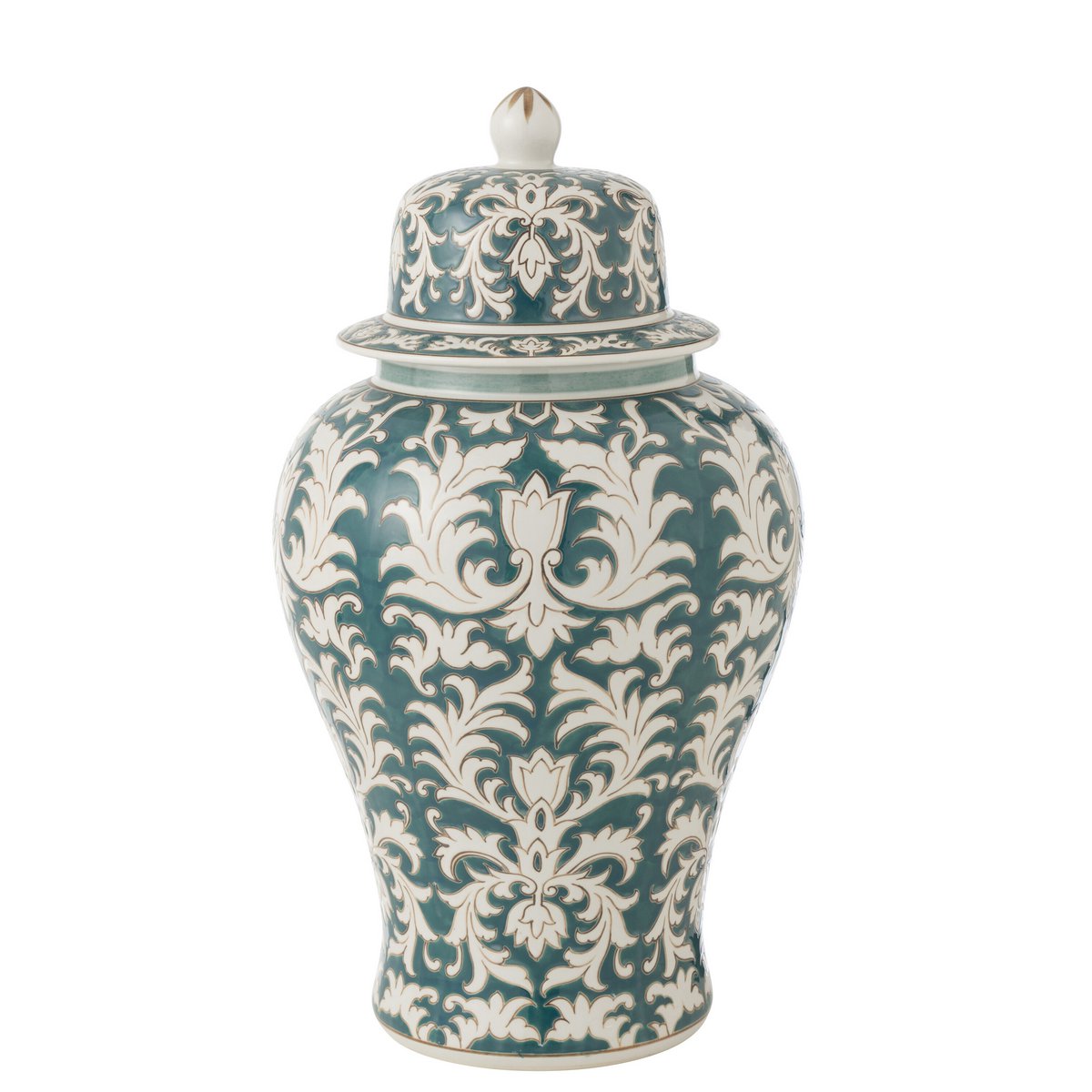 Vase J-Line Victoria Amphora en porcelaine avec motif vert et blanc