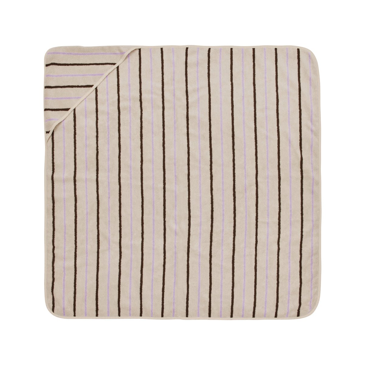 Serviette à capuche Raita en violet, argile et brun, design rayé élégant