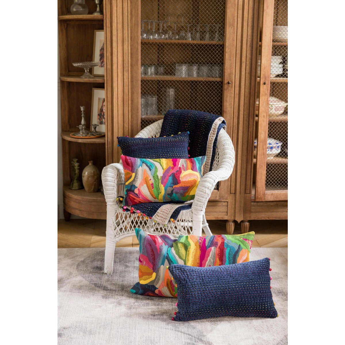 Coussin brodé Betty Multico 45 x 45