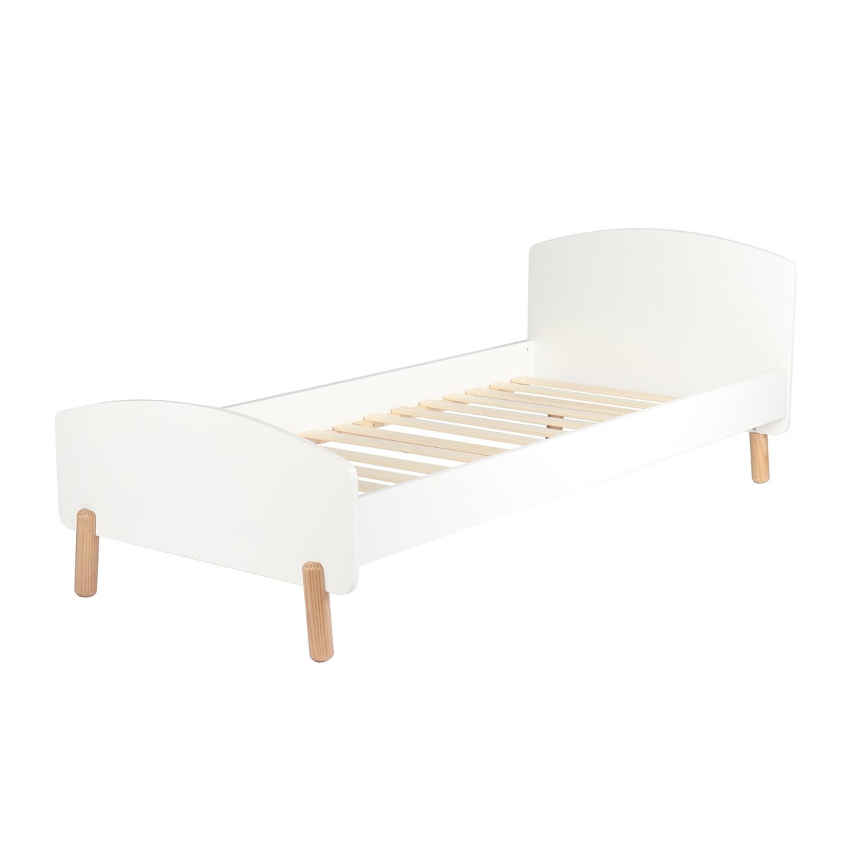 Lit scandinave en bois blanc avec sommier inclus