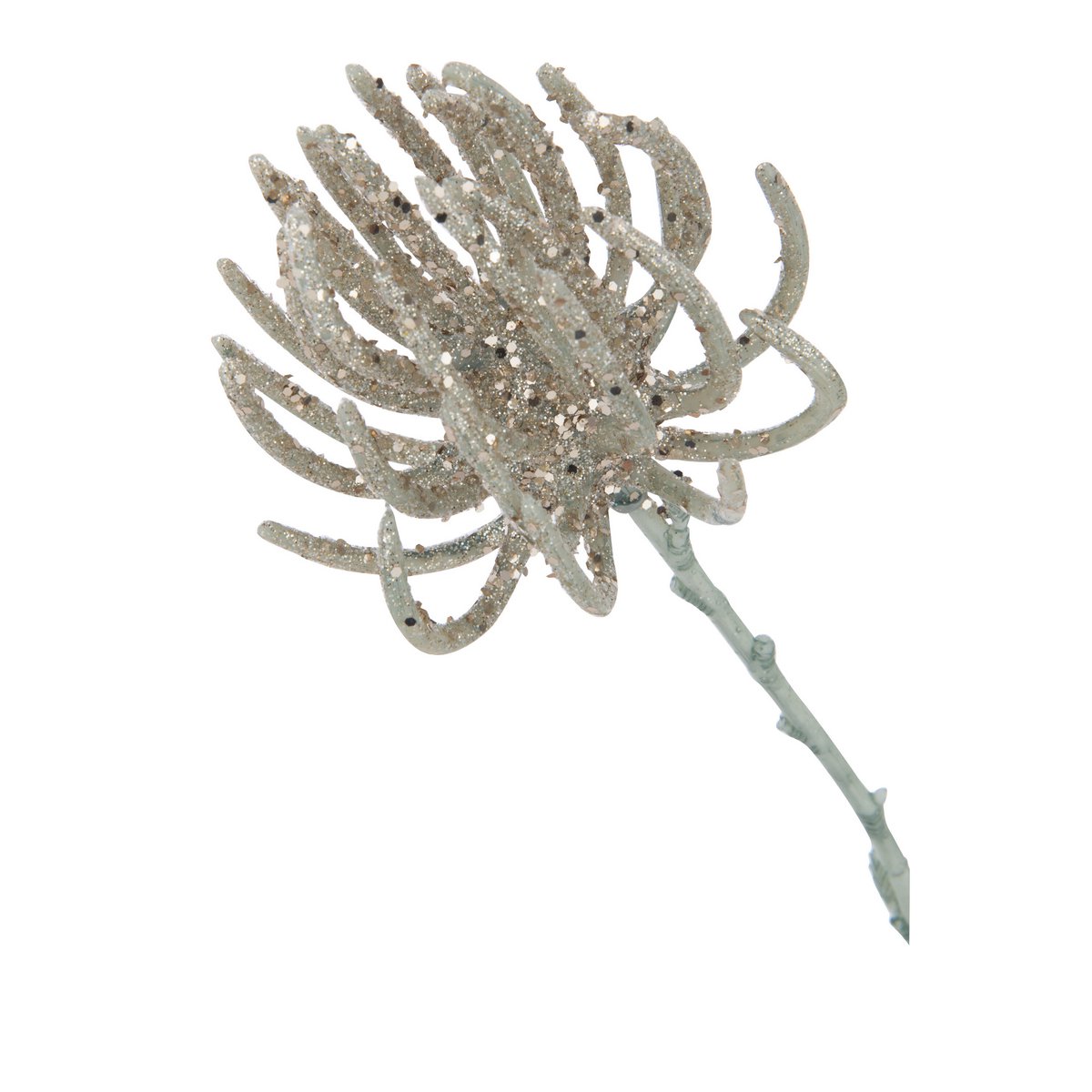 Branche 2 Fleurs J-Line en tissu artificiel, couleur vert clair, décorative pour intérieur