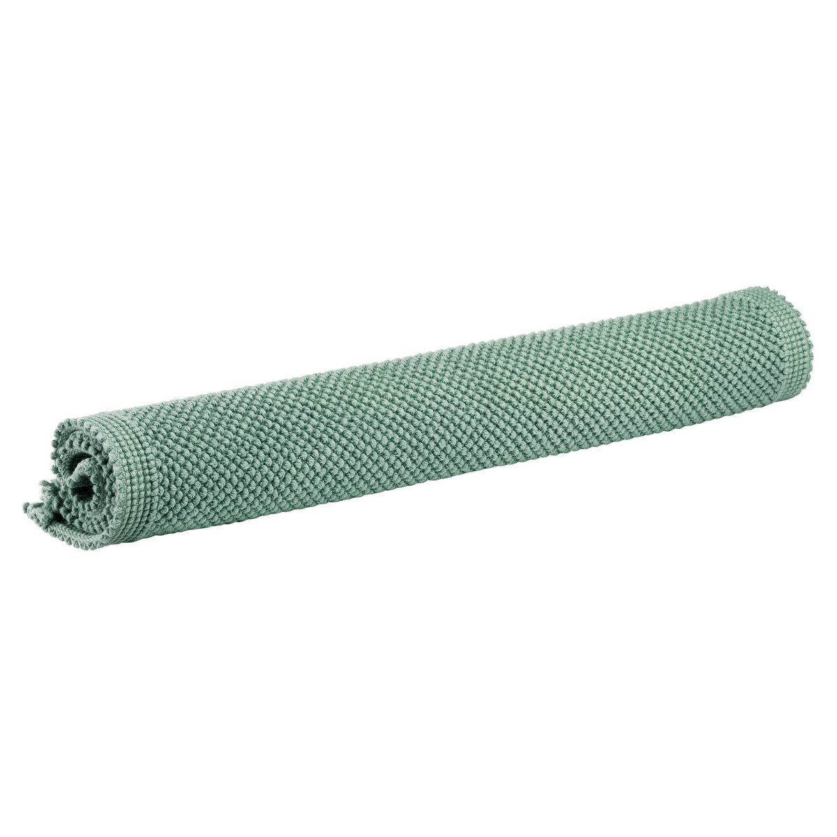 Tapis de bain uni Etia en sauge, 54 x 64 cm, en coton doux