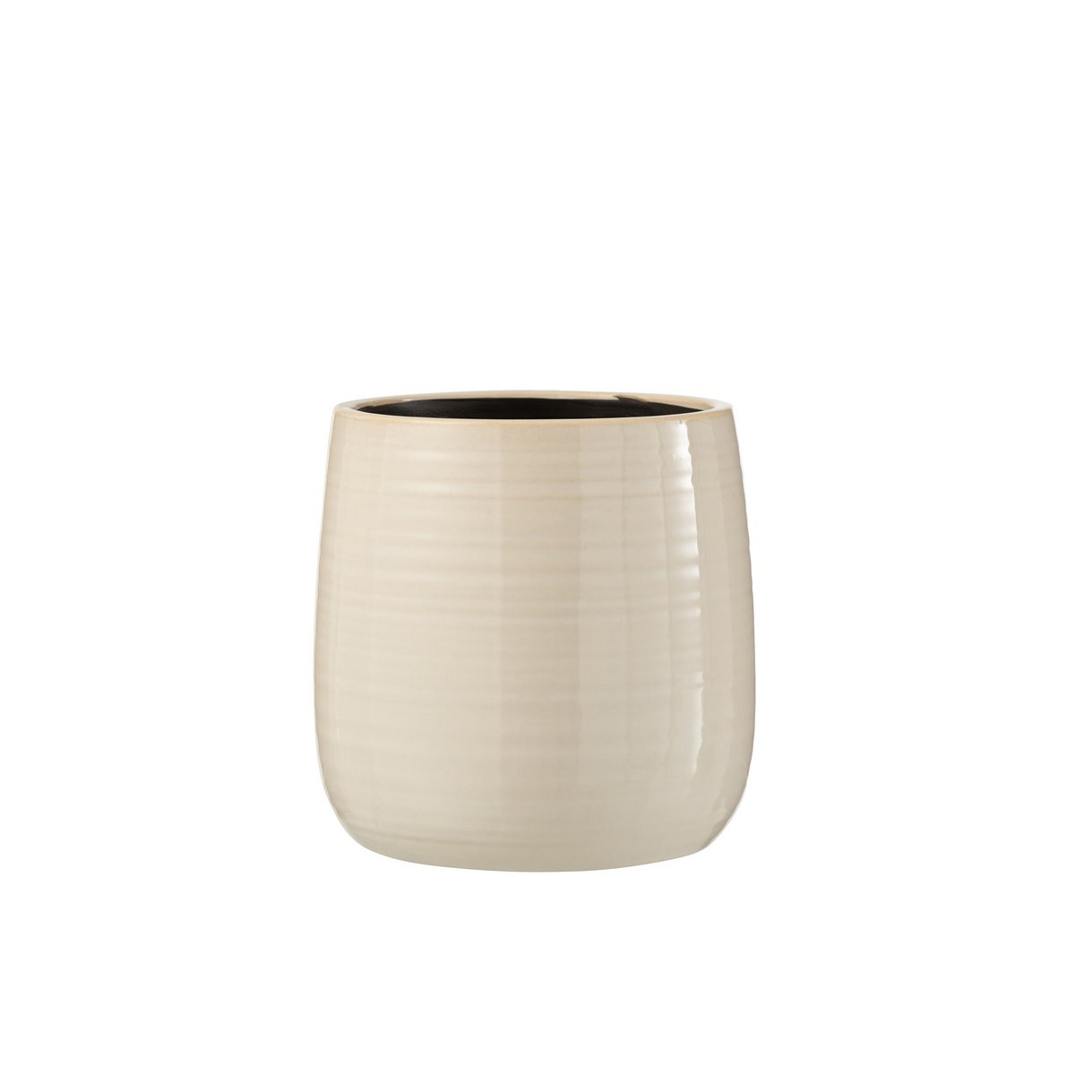 Pot de fleurs J-Line en céramique blanc, mis en scène dans un salon moderne