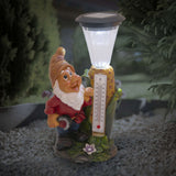 Décoration LED "Nain" avec un thermomètre en polyréine peinte, environ 26 cm de haut et équipée de LED fermement installées