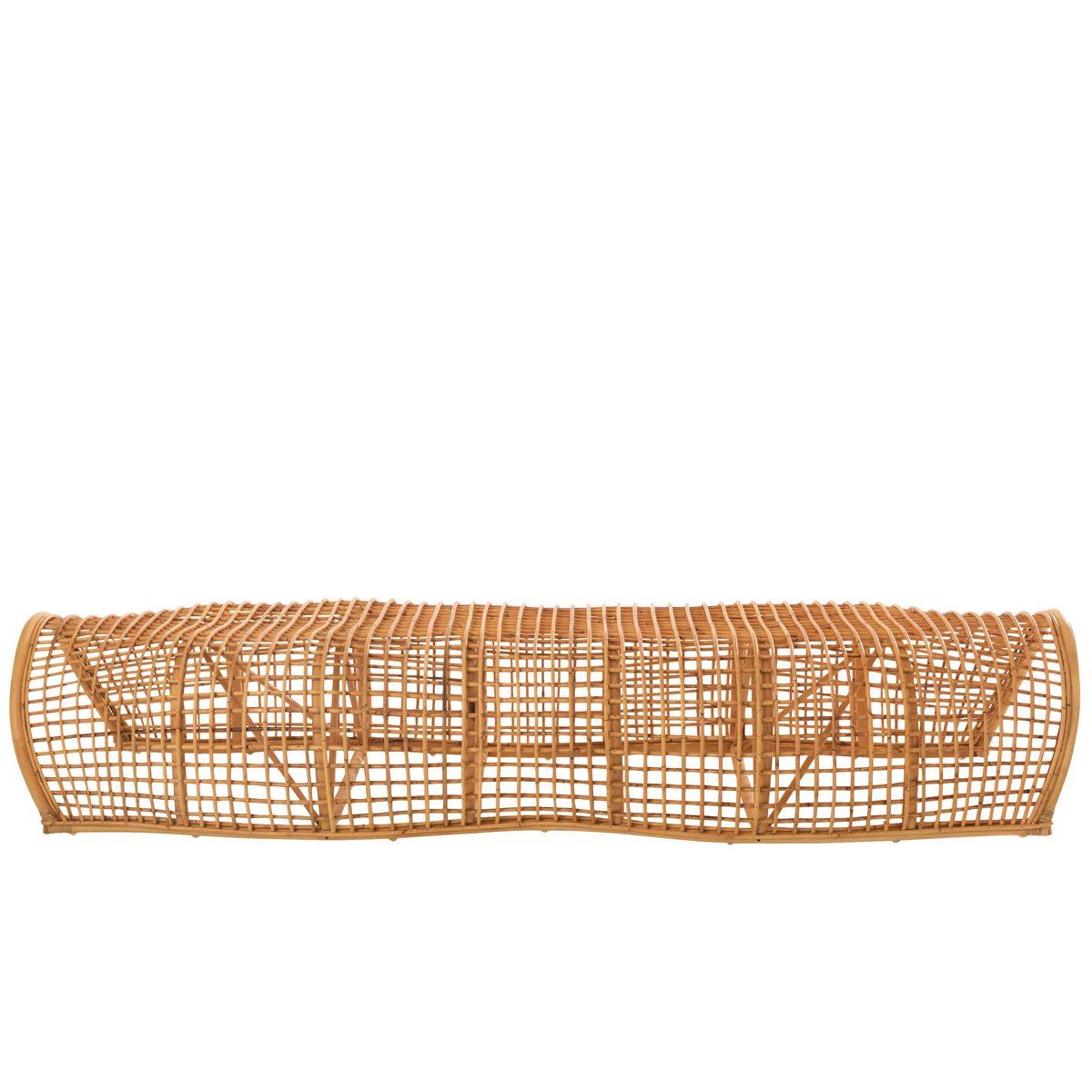 Banc J-Line Roni en rotin naturel avec coussins confortables