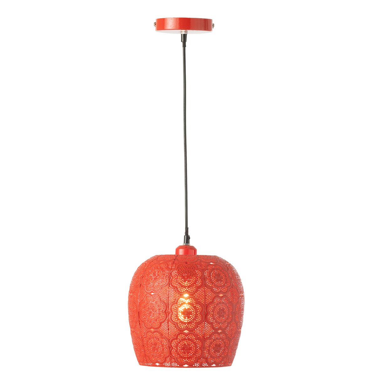Lampe suspendue Alive en métal rouge, vue de face