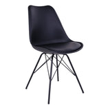 Chaise de salle à manger Oslo – Cuir PU, plastique moulé, métal, noir – Lot de 2