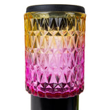 Brochettes décoratives solaires "Mila" 2 set, Ø 8,3 cm, 25 cm de haut, métal noir, verre lourd et structuré en rouge / jaune et en bleu / vert, LED intégré, blanc chaud
