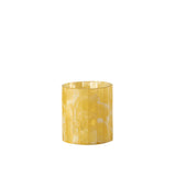 Photophore J-Line Lines en verre jaune, mise en scène avec bougies