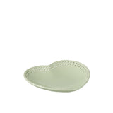 Assiette J-Line en céramique verte en forme de cœur, vue de dessus