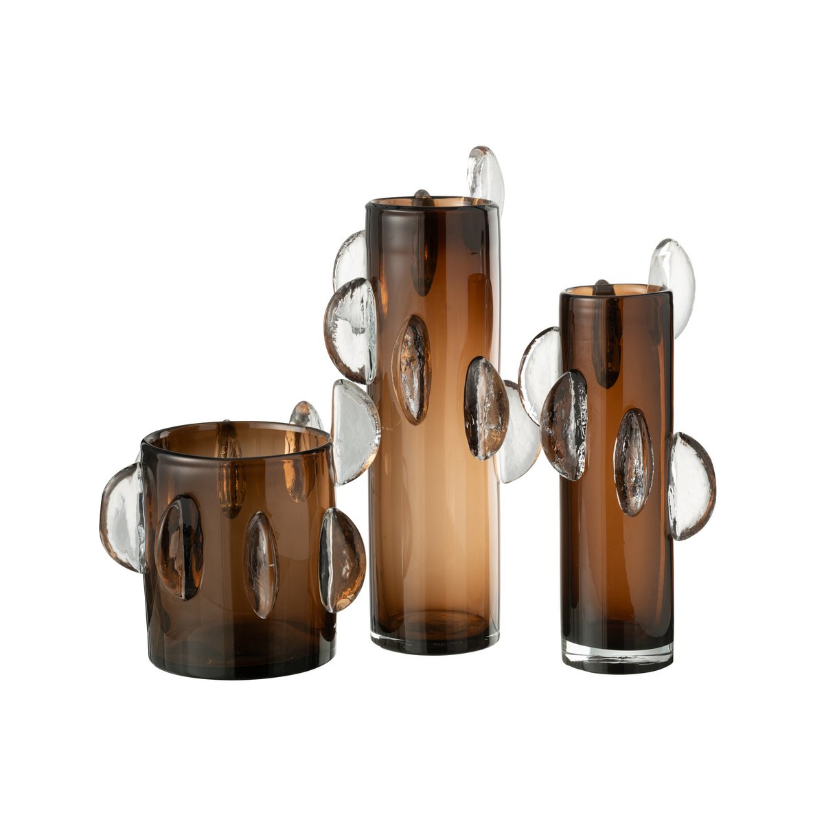 Détail du vase Steggy J-Line, verre marron élégant