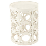 J-Line Table d'appoint épicéa sculpté/MDF blanc