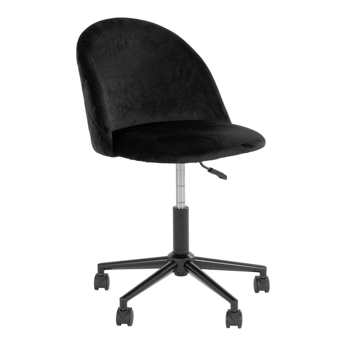 Chaise de bureau Geneve en velours noir avec pieds noirs