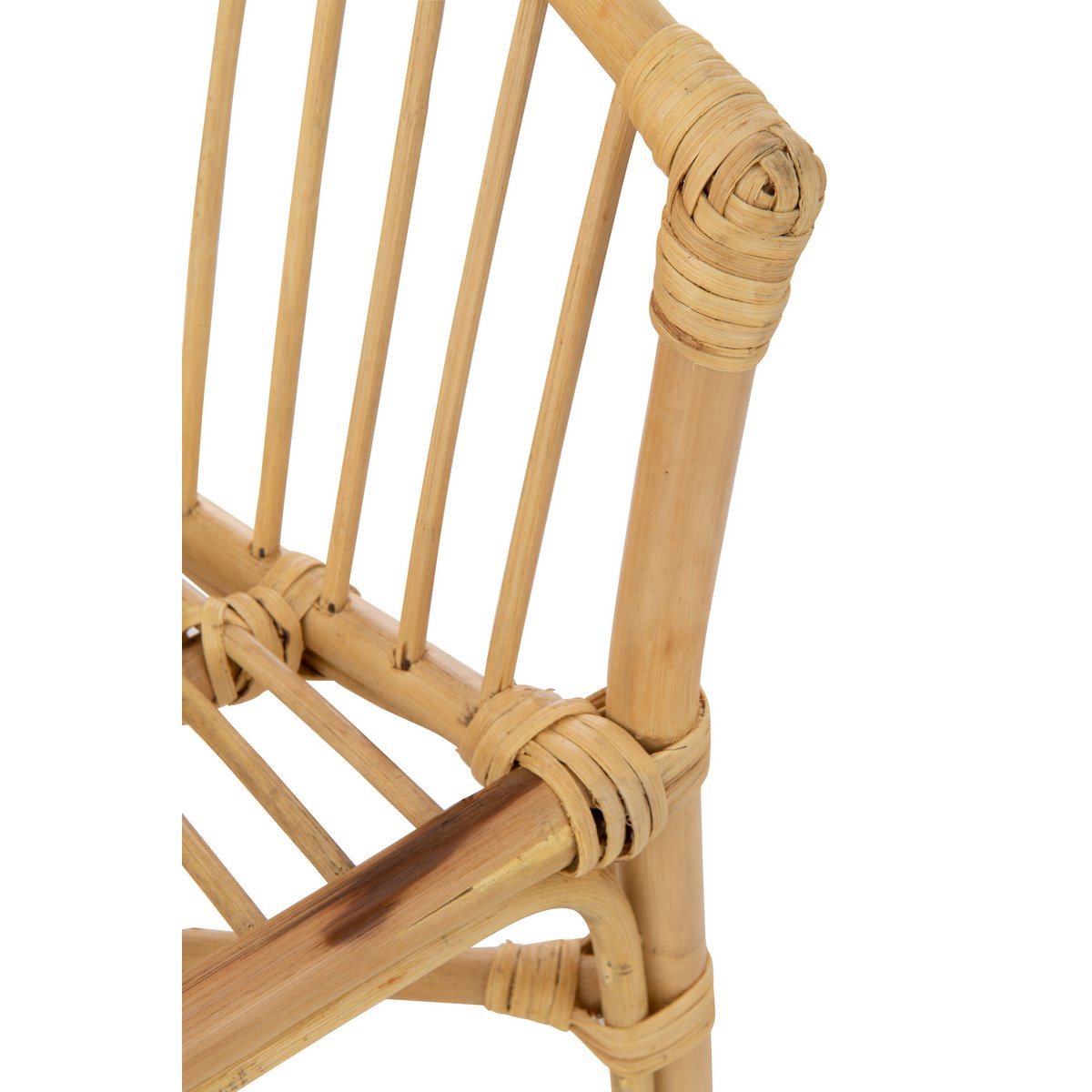 Vue latérale de la chaise haute Filou en rotin