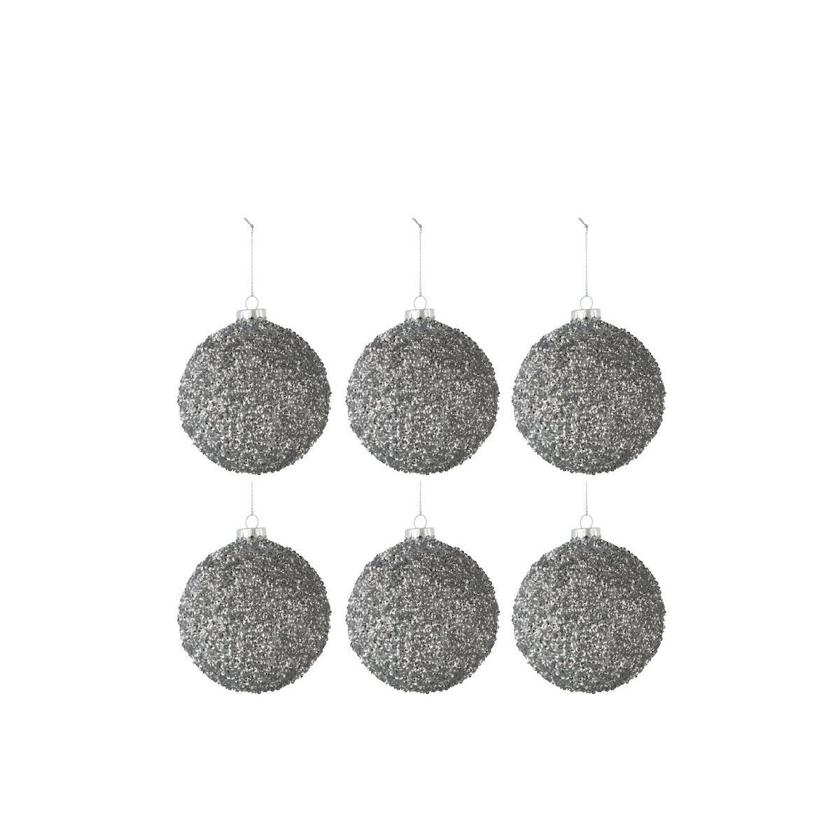 Boule de Noël Glitter en verre gris fumé, élégante et brillante