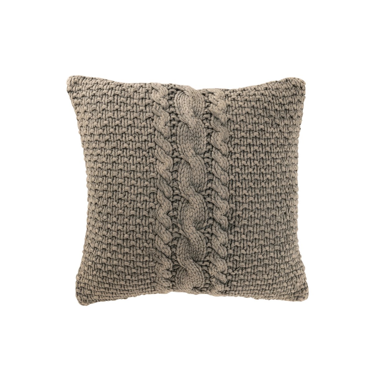Coussin J-Line Tricot Tresse en coton lavé gris, élégant et confortable