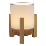 Lampe ackitique "Madita" 19 cm de haut, en blanc / nature, avec LED intégrée, dimmable avec capteur tactile
