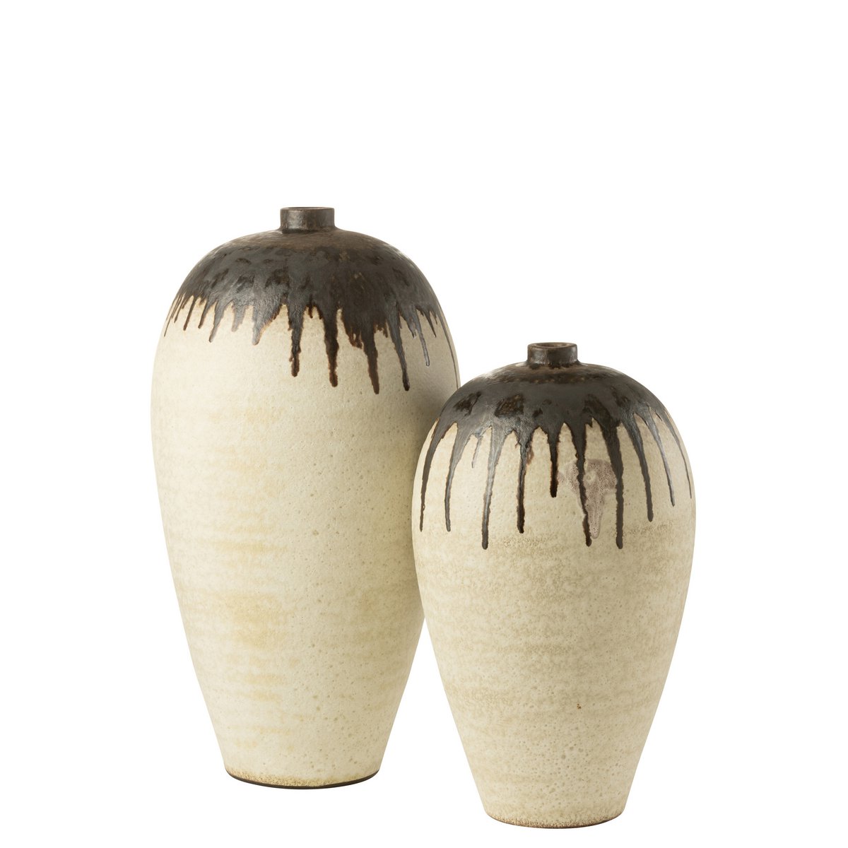 Vase Lombok J-Line en céramique beige et brun, vue de face